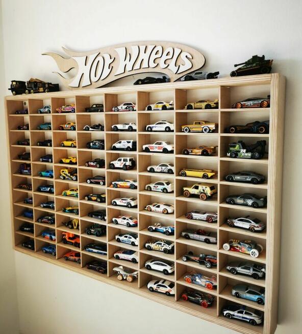 Solidna, drewniana Półka na autka - resoraki Hot Wheels
