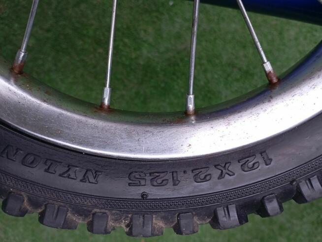 Niebieska hulajnoga Dynora, pompowane koła 12 cali