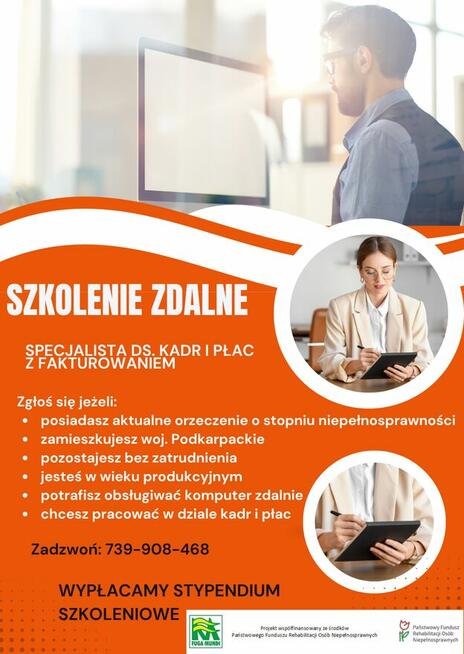 100% ZDALNE SZKOLENIE KADRY I PŁACE dla osób z orzeczeniem