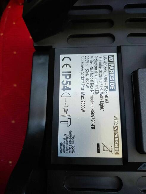 Lampa Robocza LED Reflektor Parkside Pass 50A2 halogen