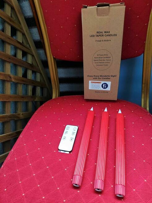 Czerwone świece LED stożkowe świeczki do świecznika lampki