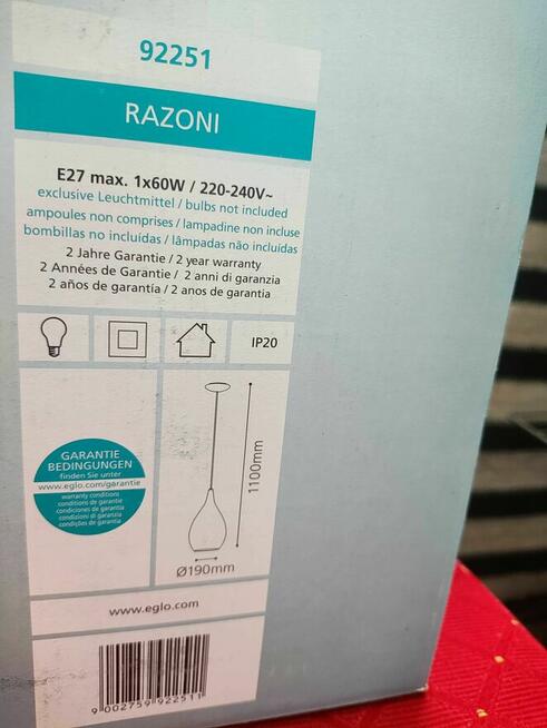 Lampa Biała wisząca żyrandol Eglo Razoni sufitowa sufit