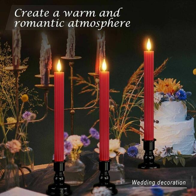 Czerwone świece LED stożkowe świeczki do świecznika lampki