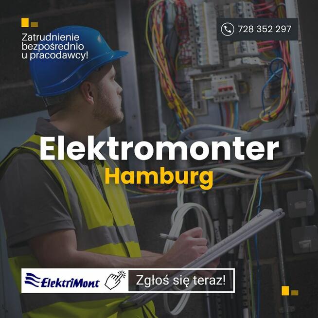 Elektromonter (obiekty przemysłowe) - Hamburg od zaraz
