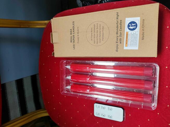 Czerwone świece LED stożkowe świeczki do świecznika lampki