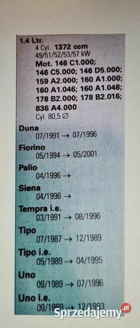 FIAT UNO TIPO TEMPRA 1,4 TŁOKI KORBOWODY