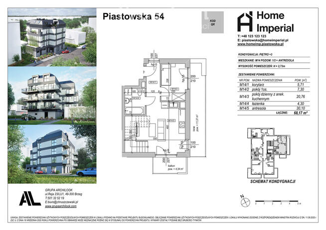 Dwupoziomowy apartament z balkonem i tarasem