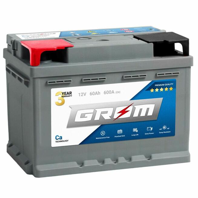 Akumulator 60Ah 600A GROM L+ NISKI – DARMOWY DOWÓZ I WYMI