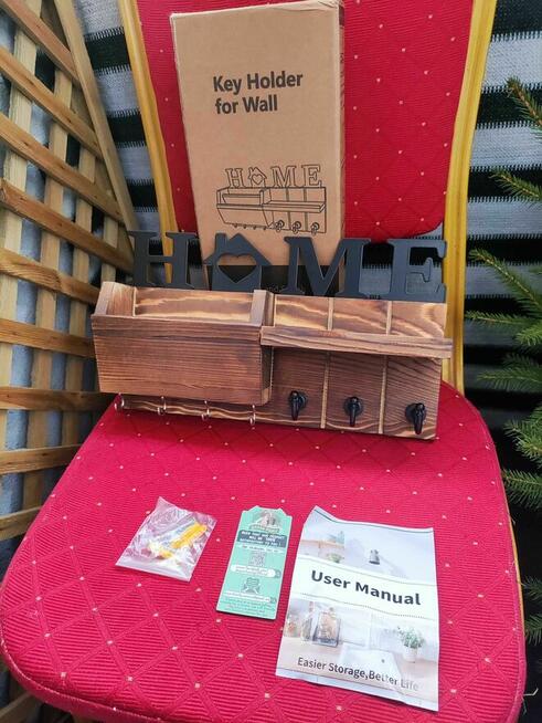 Półka szafka na Klucze Drewniana ścienna wisząca Regał