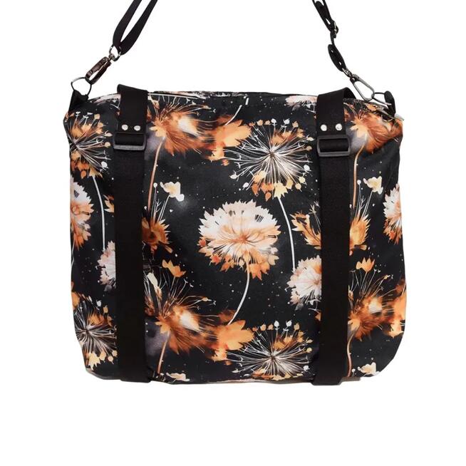 Torbo Plecak Damski 3w1 - Dmuchawce na Czarnym