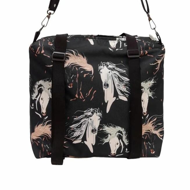 Torbo Plecak Damski 3w1 - Konie na Czarnym