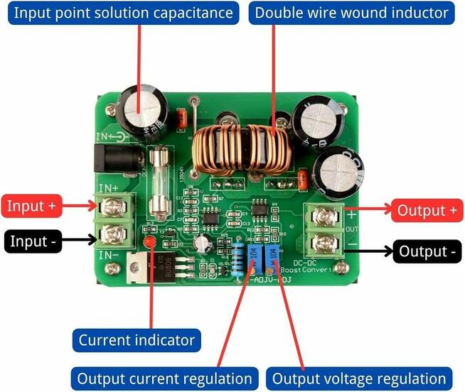 Przetwornica Konwerter DC 10-60V 12-80V 600W Moduł zasilania
