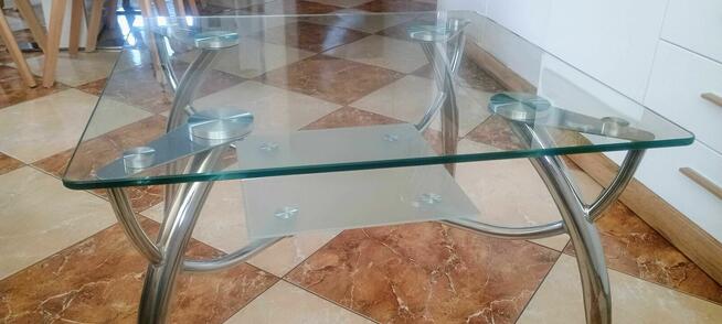 Stolik kawowy-ława ze szklanym blatem 70x70 NUGAT