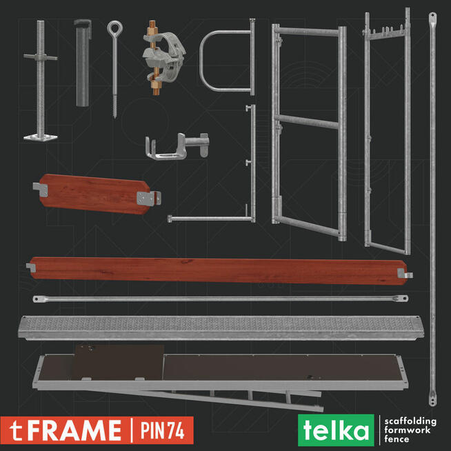 Telka 100m² PIN74 Rusztowanie ramowe