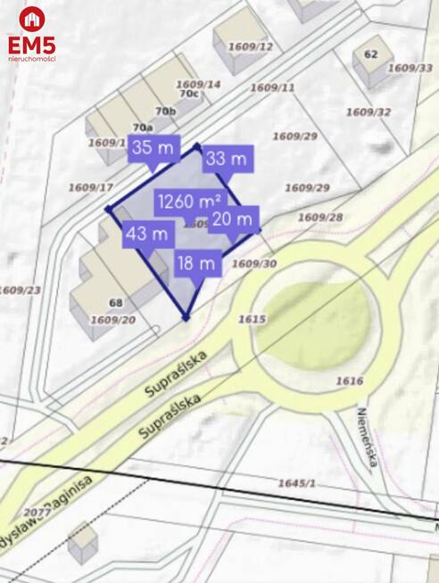 Działka usługowa Nowodworce gm. Wasilków, supraślska