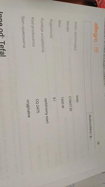 WIELOZADANIOWY AUTOMAT KULINARNY COOKIQ CQ-2475 -TEFALA