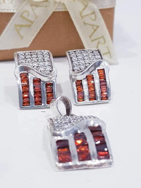 Zestaw srebrnej biżuterii ślubnej Apart