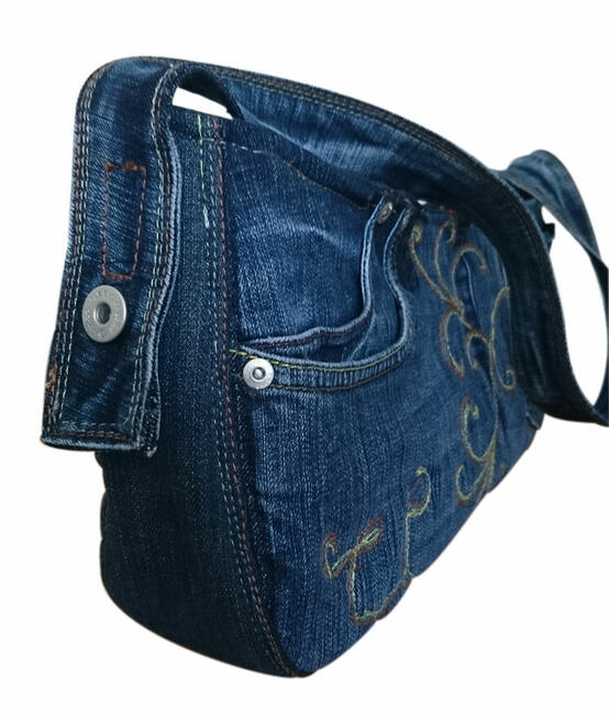 Torebka na ramię codzienna mała, pojemna, jeans, nowa