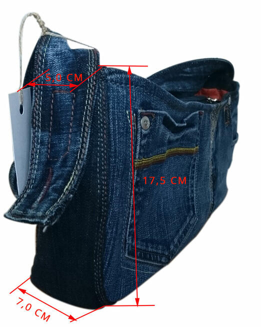 Torebka na ramię codzienna mała, pojemna, jeans, nowa
