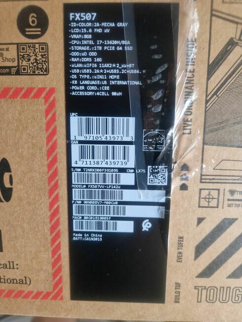 Laptop ASUS TUF F15 (i7-13620H 1TB Promocja !!!