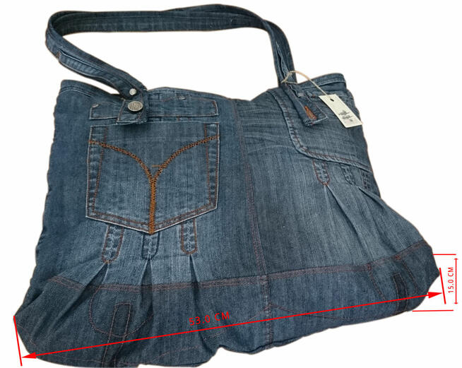 Torba - Worek z bufką, jeans, nowe - Hand Made - Upcycling.