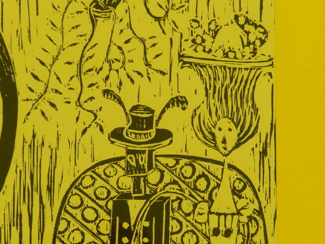 Grafika Linoryt W przedziale sztuka, oryginał od artysty.