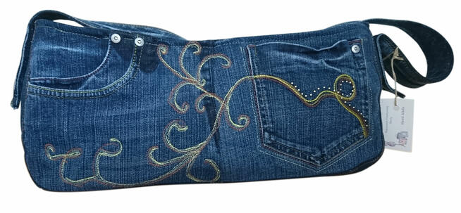 Torebka na ramię codzienna mała, pojemna, jeans, nowa