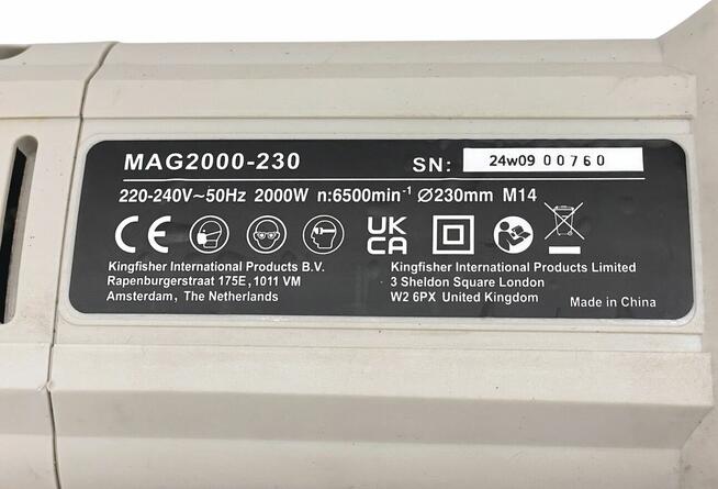 Szlifierka kątowa MacAllister 230 mm 2000 W