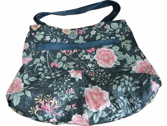 Torba - Worek z bufką, jeans, nowe - Hand Made - Upcycling.
