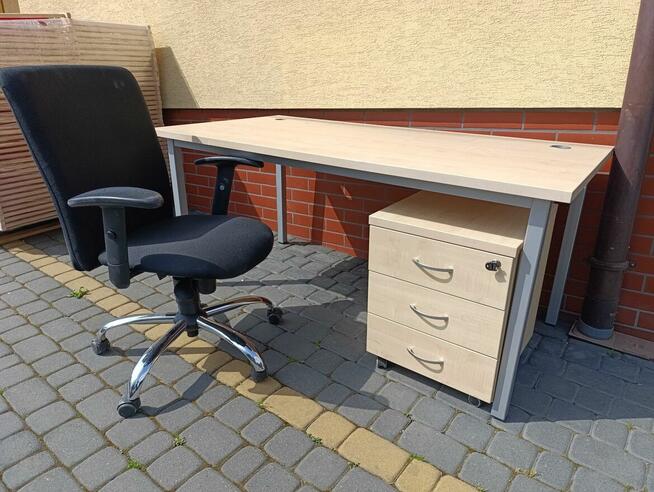 biurko stół biurowy 140-160/80 białe/buk