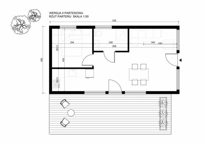 Nowy dom parterowy 45 m2 szkieletowy w 3mce