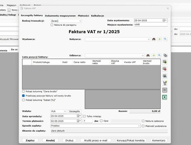 Program do faktur z magazynem - licencja dożywotnia