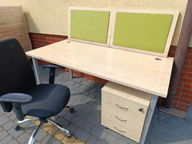 biurko stół biurowy 140-160/80 białe/buk