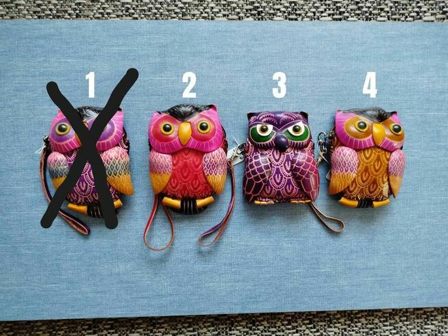 Skórzane portfele / etui w kształcie sów