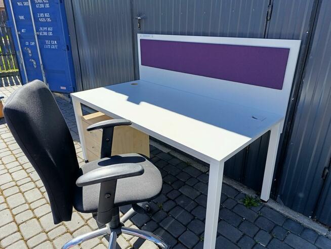 biurko stół biurowy 140-160/80 białe/buk