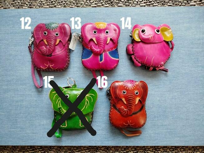 Skórzane portfele / etui w kształcie słoników