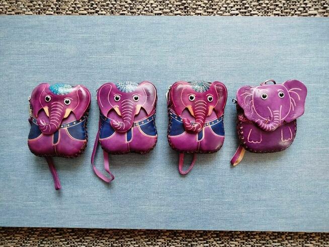 Skórzane portfele / etui w kształcie słoników