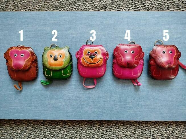 Skórzane portfele / etui w kształcie małpek