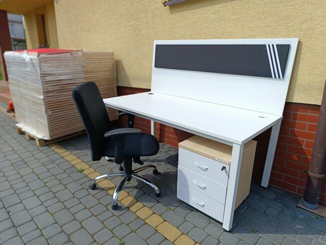 biurko stół biurowy 140-160/80 białe/buk