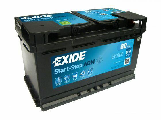 Akumulator Exide 80Ah 800A EK800 AGM P+ Start Stop