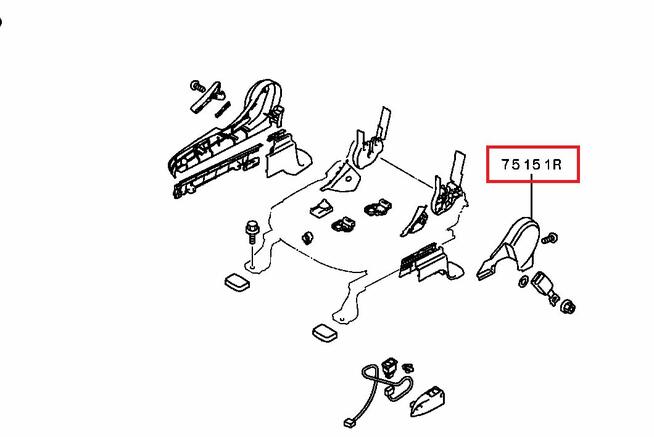 Mitsubishi ASX osłona fotela prawego przedniego lewa strona