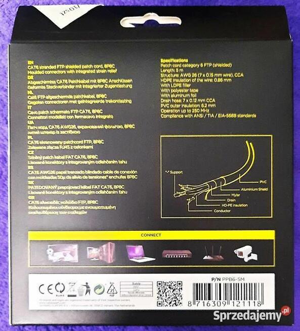 Polecam Kabel Ethernet FTP CAT 6 Pack Cord 5 mb