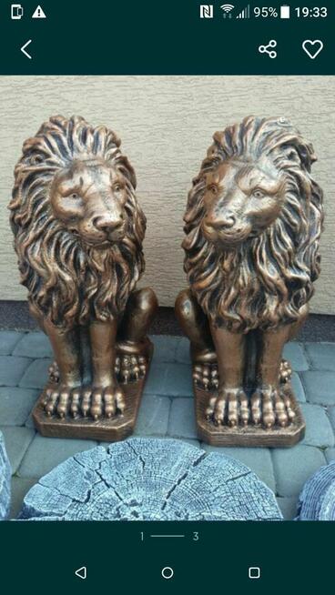 Lwy betonowe lew betonowy na slupki ogrodzenie 53cm
