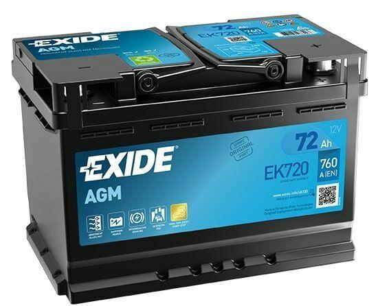 Akumulator Exide 72Ah 760A EK720 AGM Start Stop