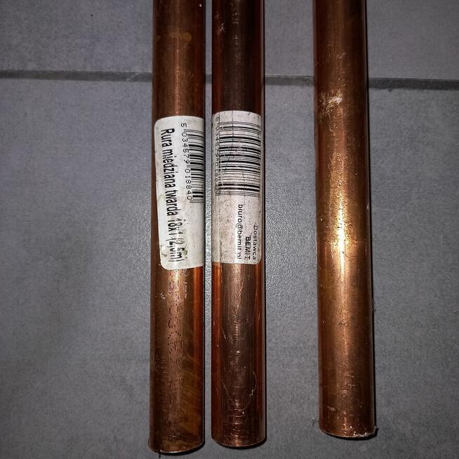 rura miedziana 18x1 2.5m x 2 i 1.3m Sanco Germany Hutmen