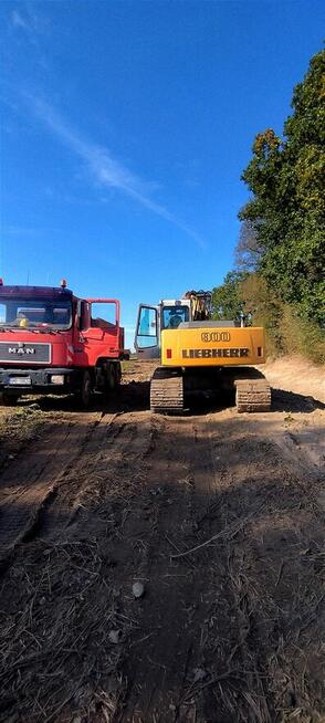 Koparka gąsienicowa, wykopy, niwelacja, Korytowanie