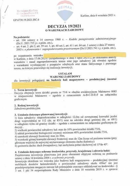 Okazja - działka inwestycyjna - Malonowo