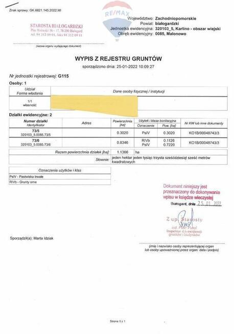 Okazja - działka inwestycyjna - Malonowo