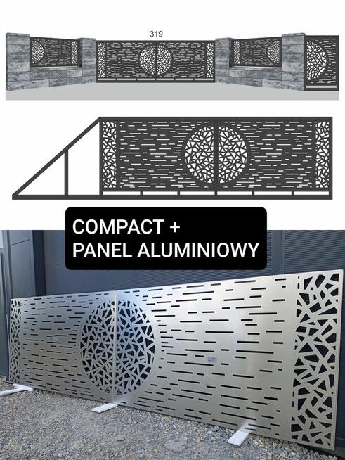 Brama przesuwna 4m wypełnienie panel aluminiowy, inne modele