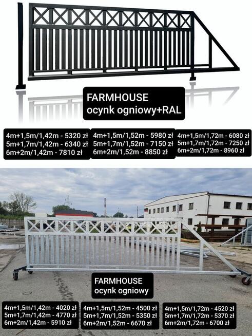 Brama przesuwna 4m wypełnienie panel aluminiowy, inne modele